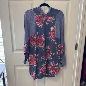 Hooded Floral Print Women's Top